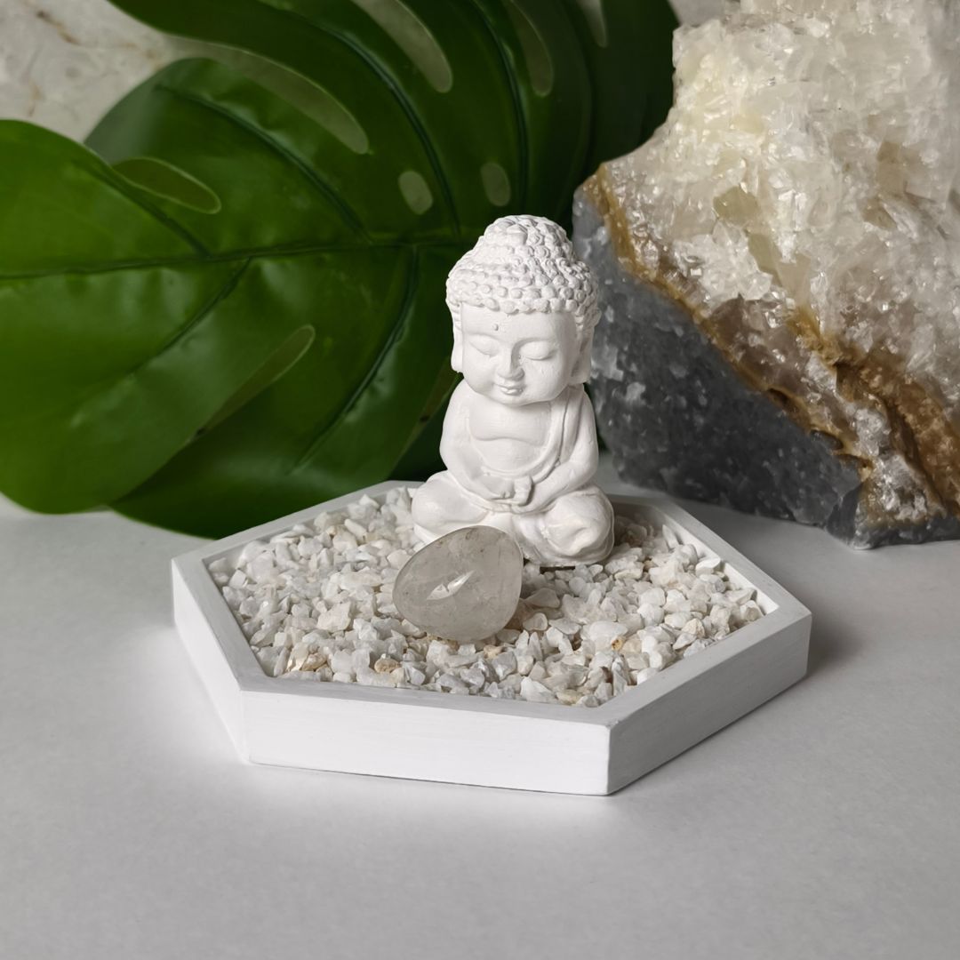 Jardín Zen Hexagonal con cuarzo Cristal