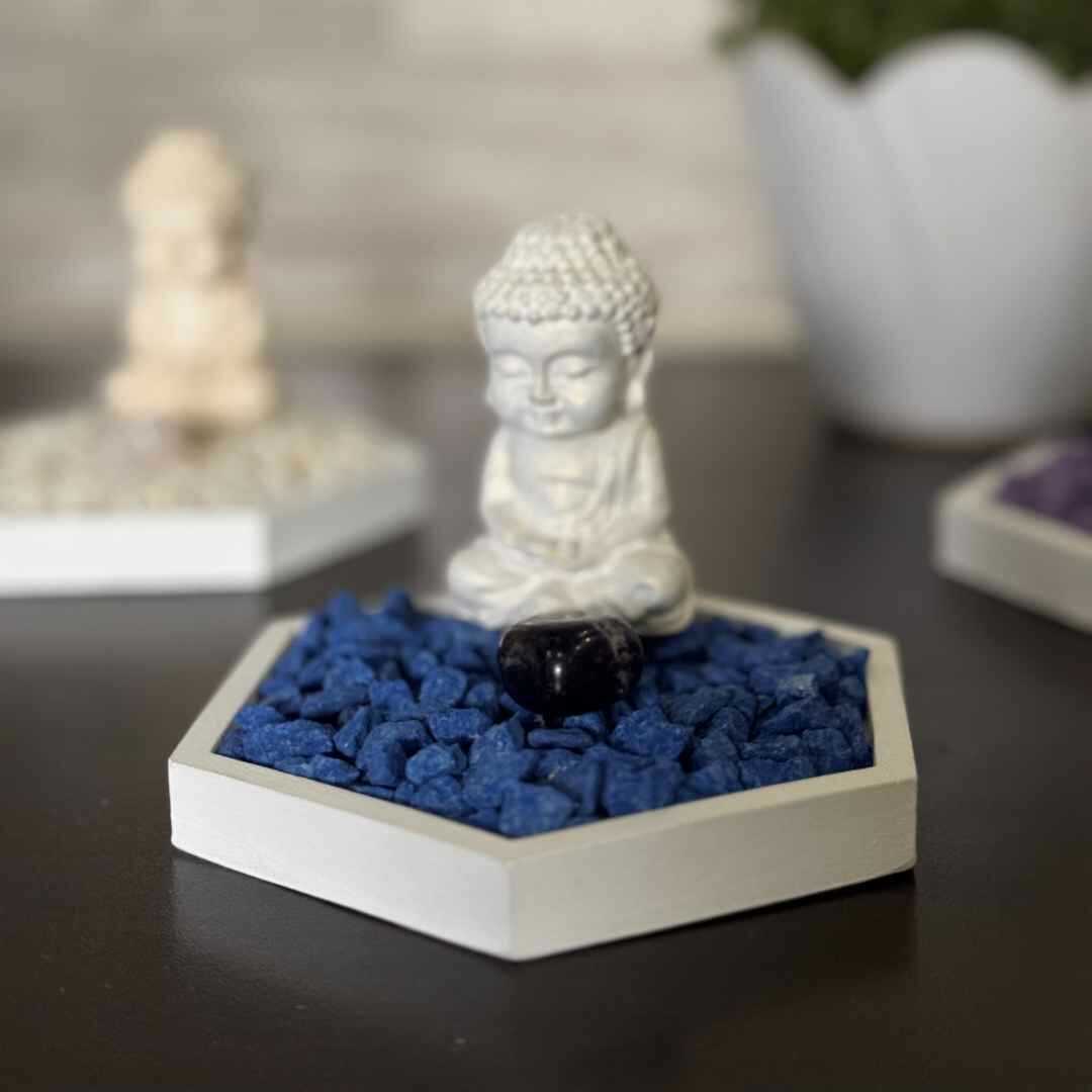 Jardín Zen Hexagonal con cuarzo Lapislázuli