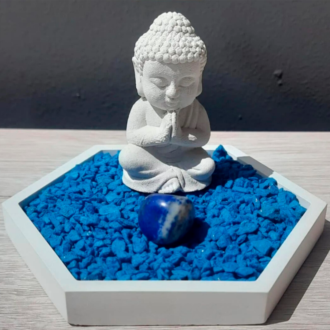 Jardín Zen Hexagonal con cuarzo Lapislázuli