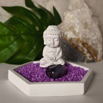 Jardín Zen Hexagonal con cuarzo Amatista