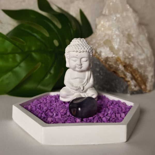 Jardín Zen Hexagonal con cuarzo Amatista