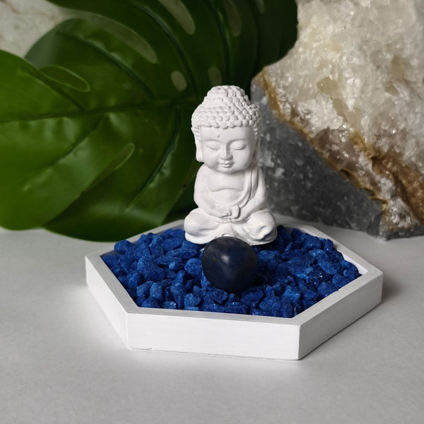 Jardín Zen Hexagonal con cuarzo Lapislázuli