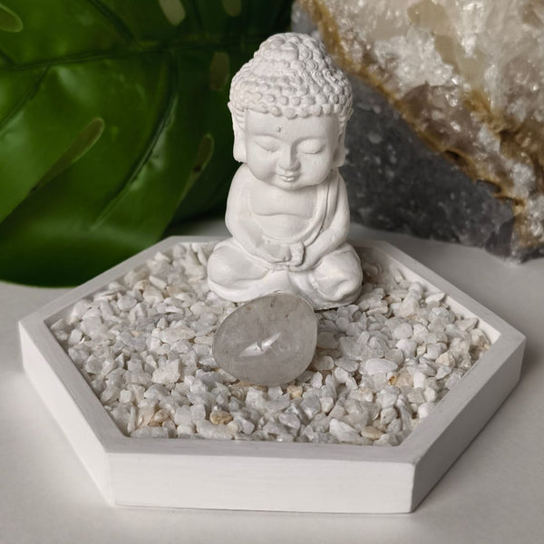 Jardín Zen Hexagonal con cuarzo Cristal