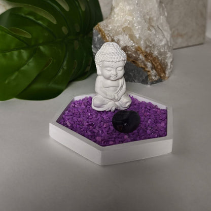 Jardín Zen Hexagonal con cuarzo Amatista