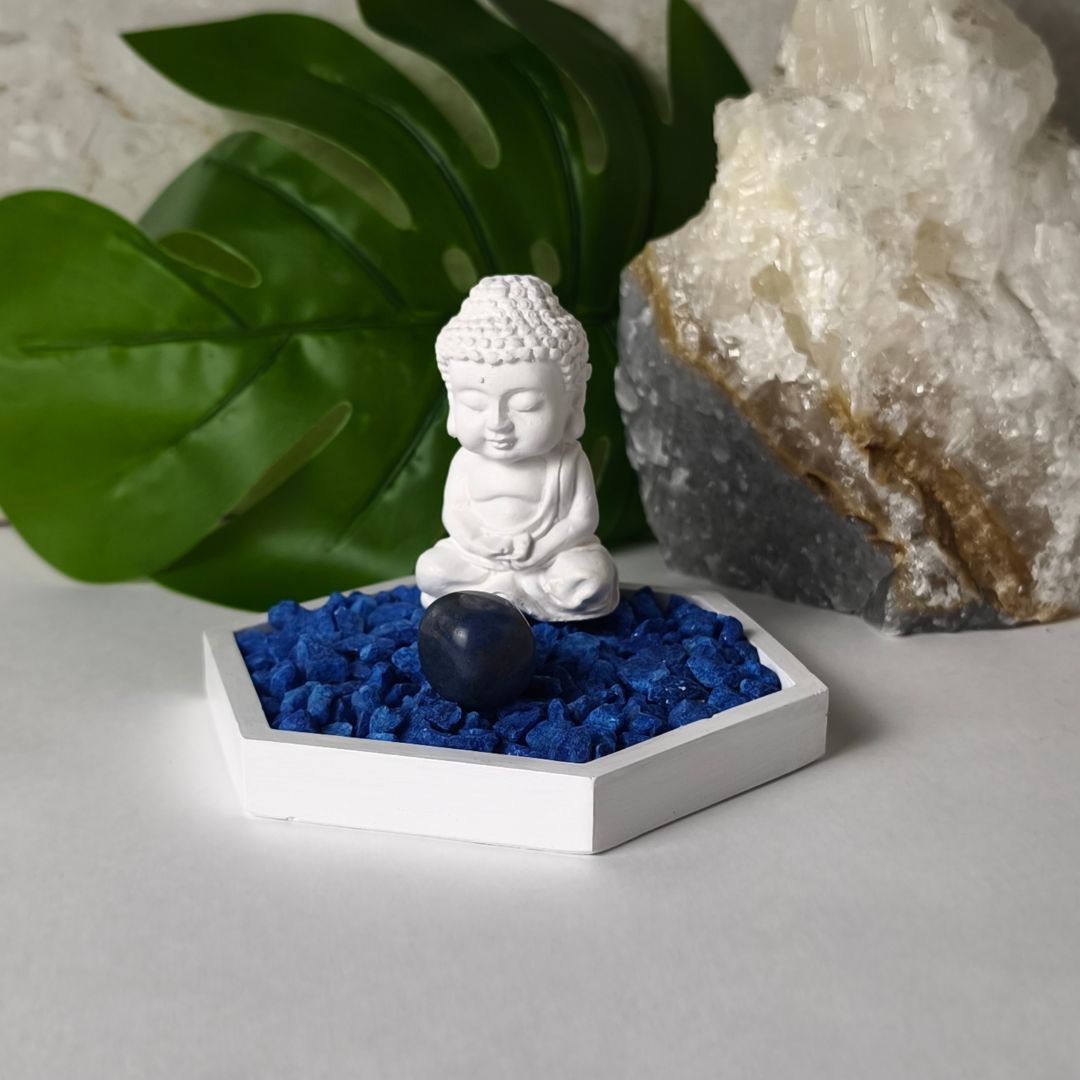 Jardín Zen Hexagonal con cuarzo Lapislázuli