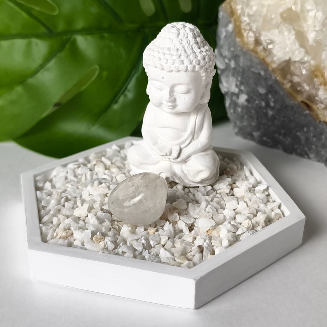 Jardín Zen Hexagonal con cuarzo Cristal