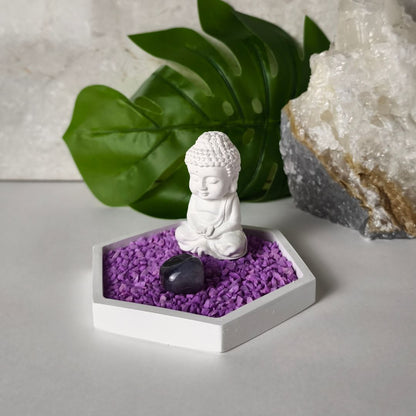 Jardín Zen Hexagonal con cuarzo Amatista