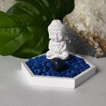 Jardín Zen Hexagonal con cuarzo Lapislázuli