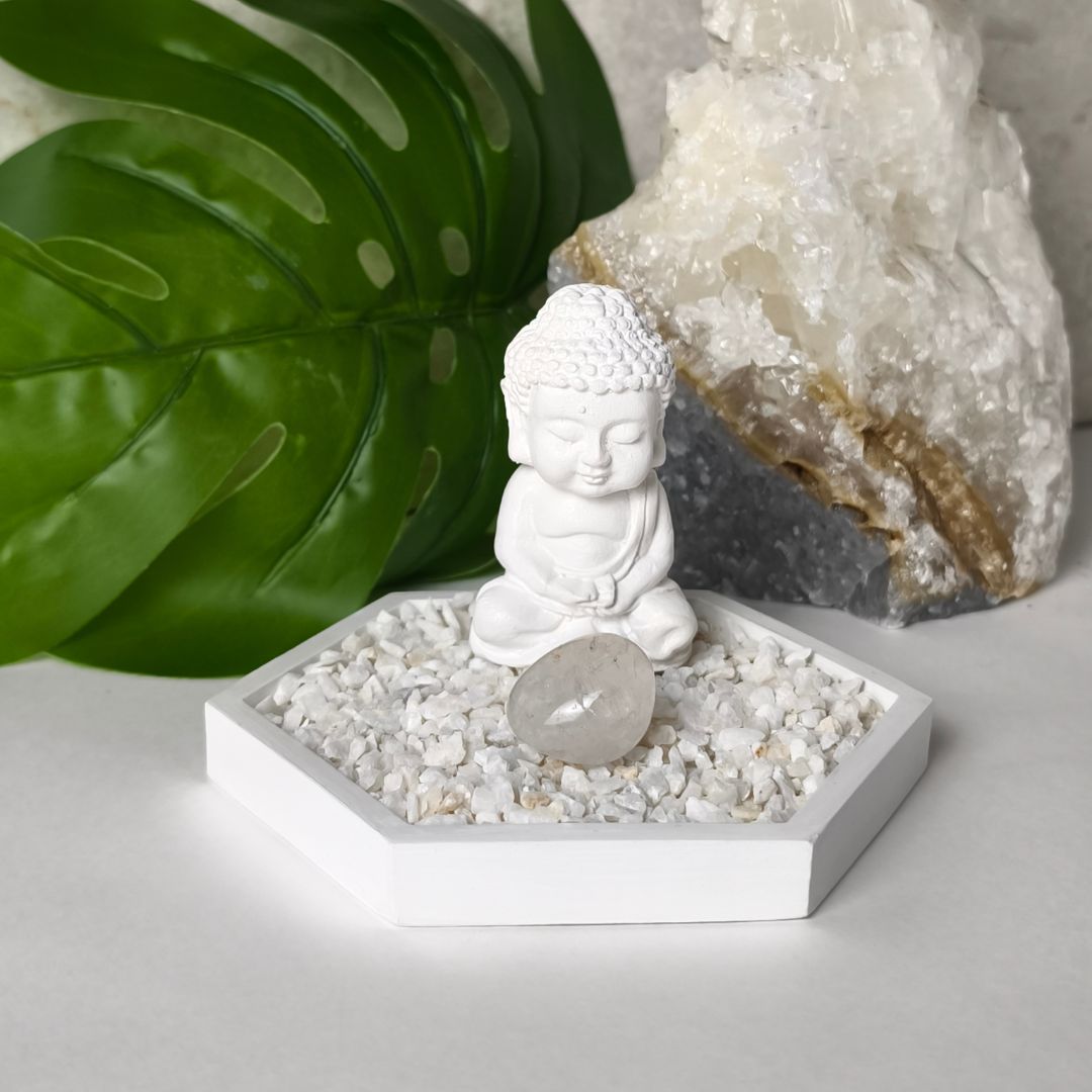 Jardín Zen Hexagonal con cuarzo Cristal