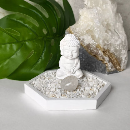 Jardín Zen Hexagonal con cuarzo Cristal