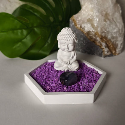 Jardín Zen Hexagonal con cuarzo Amatista